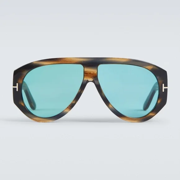 Tom Ford BRONSON Striped Brown Blue Sunglasses 60mm NWT - Picture 4 of 10